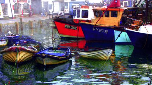 8&quot; x 6&quot; Mevagissey Colourful Boats